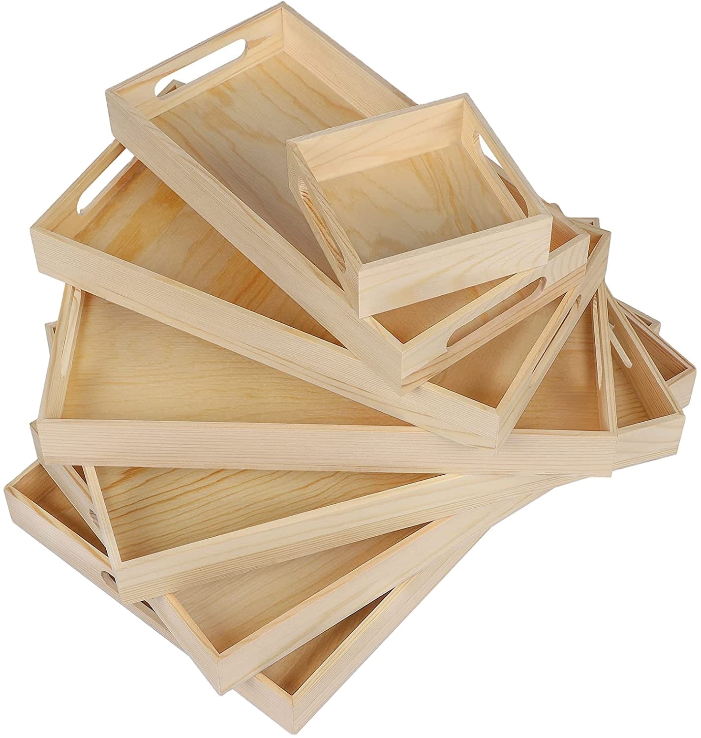 wooden Tray with Handle Kitchen tray - Wooden serving Tray Decoration Crafts (14x11x3 INCHES). 