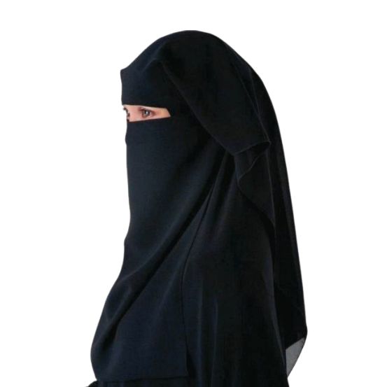 Women and girls Hijab black color Double Layer Niqab Veil Face Cover Scarf Shawl. 