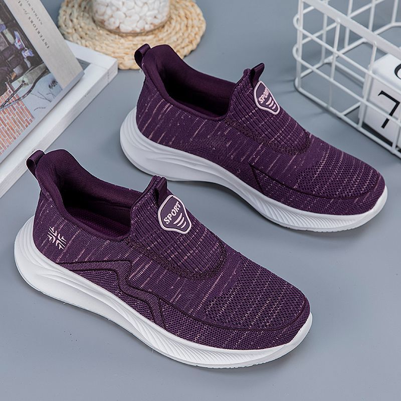 Comfortable Shoes for the Old Summer Slip-on Casual Mom Shoes Soft Bottom Non-Slip Walking Shoes Middle-Aged and Elderly Breathable Sneakers. 