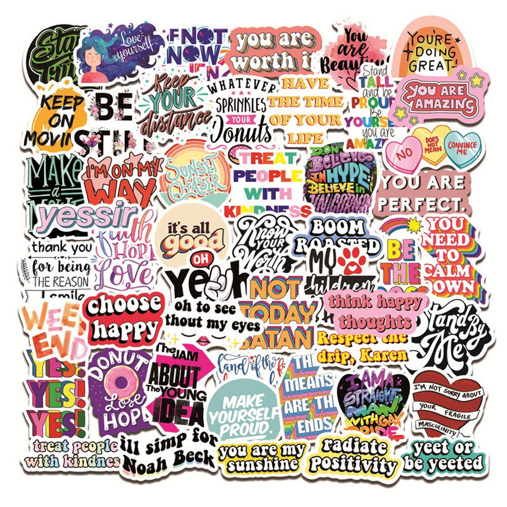 20/40/60 pcs of Motivational Quotes Sentences Phrases Stickers Fridge Laptop