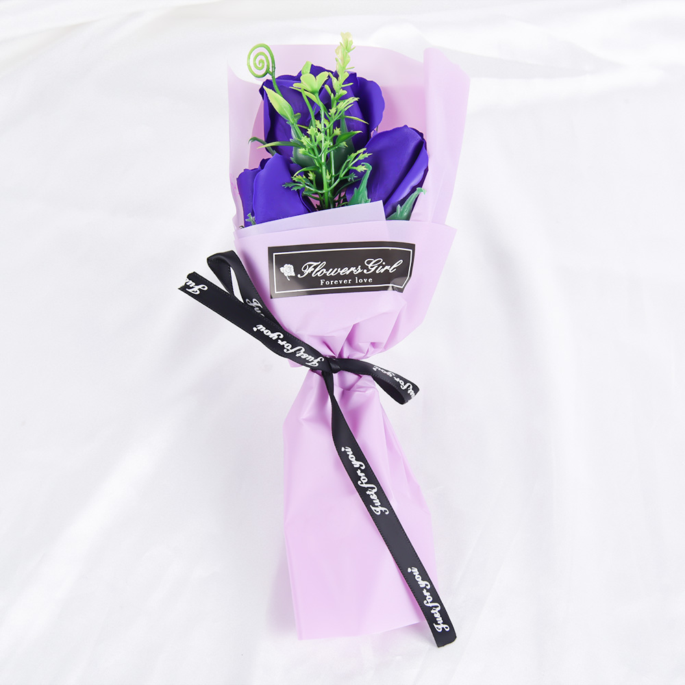 1/3pcs Three Heads Artificial Rose Bouquet Hand Holding Soap Flower