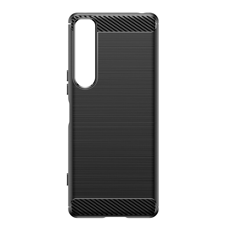Leweisi Carbon Fiber Bumper Phone Case For Sony Xperia 1 IV Back Cover Coque Shockproof Protective. 