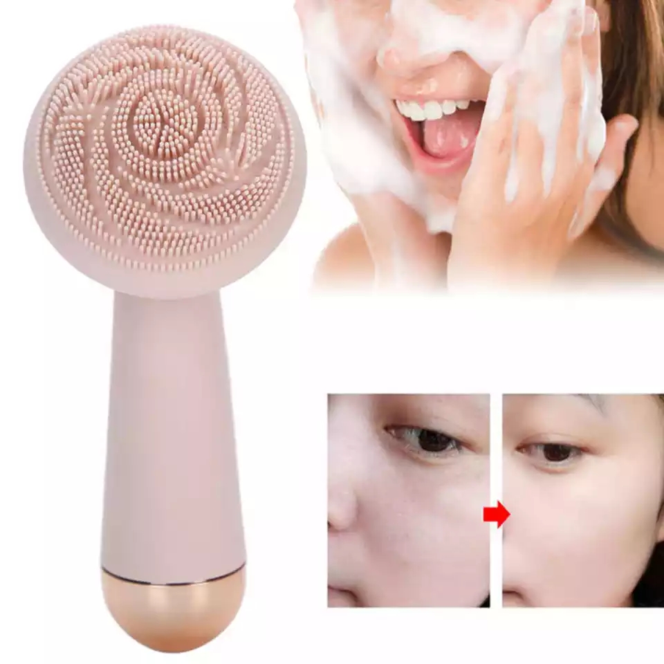 Electric Silicone Facial Brush USB Face Brush Cleansing Waterproof Sonic Vibration Cleanser Deep Pore Cleansing Skin Massager. 