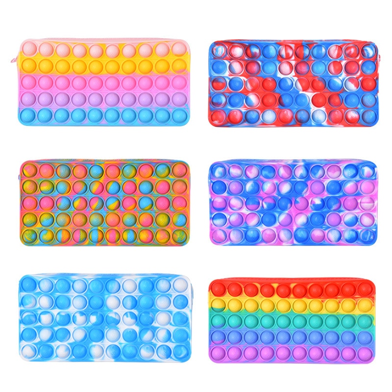 Large Bolsa Antistress Push Pop Bag Squishmallow Pencil Silicone Stationery Storage Bag for Kids. 