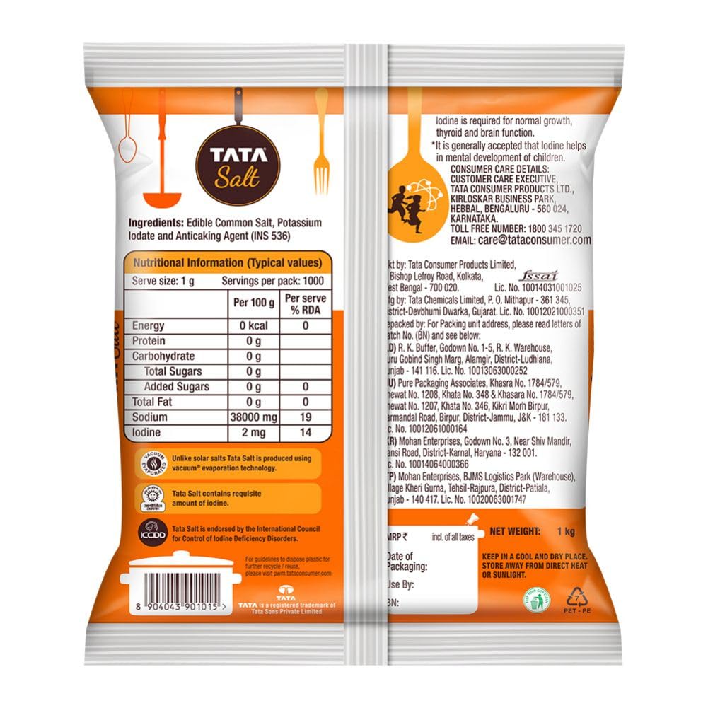Tata Salt | Vacuum Evaporated Iodised Salt | 1 kg SAM. 