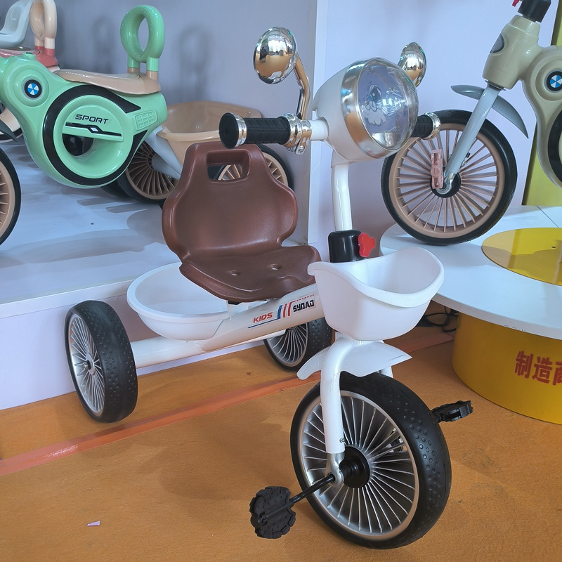 LazyChild 2024 New Creative Children's Pedal Tricycle Bicycle Push Stroller Baby Three-Wheeled Children's Bicycle with Music and Lights Model TS1988 White. 