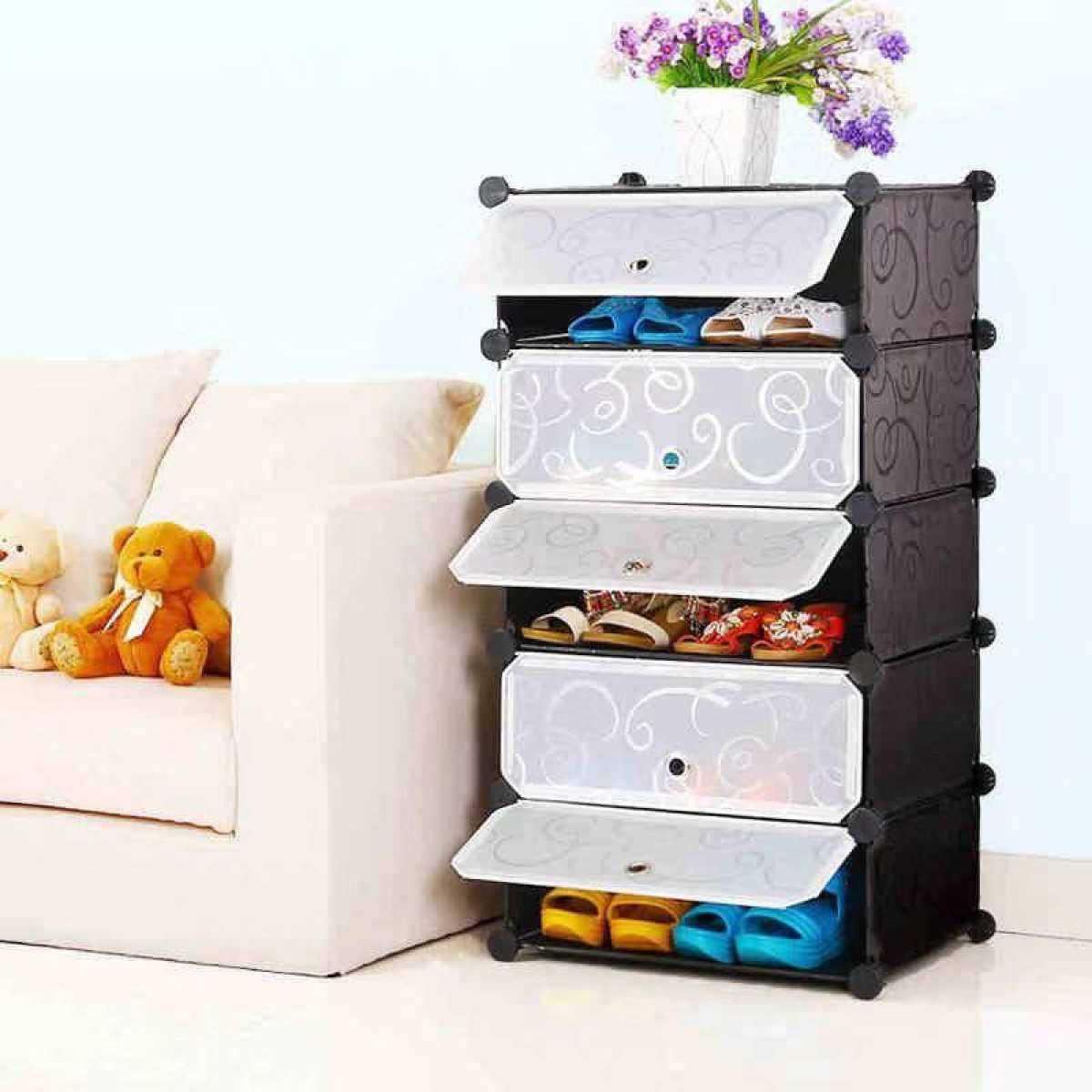 5 Layer Shoe Large 5Cube DIY Shoes Rack Portable Interlocking