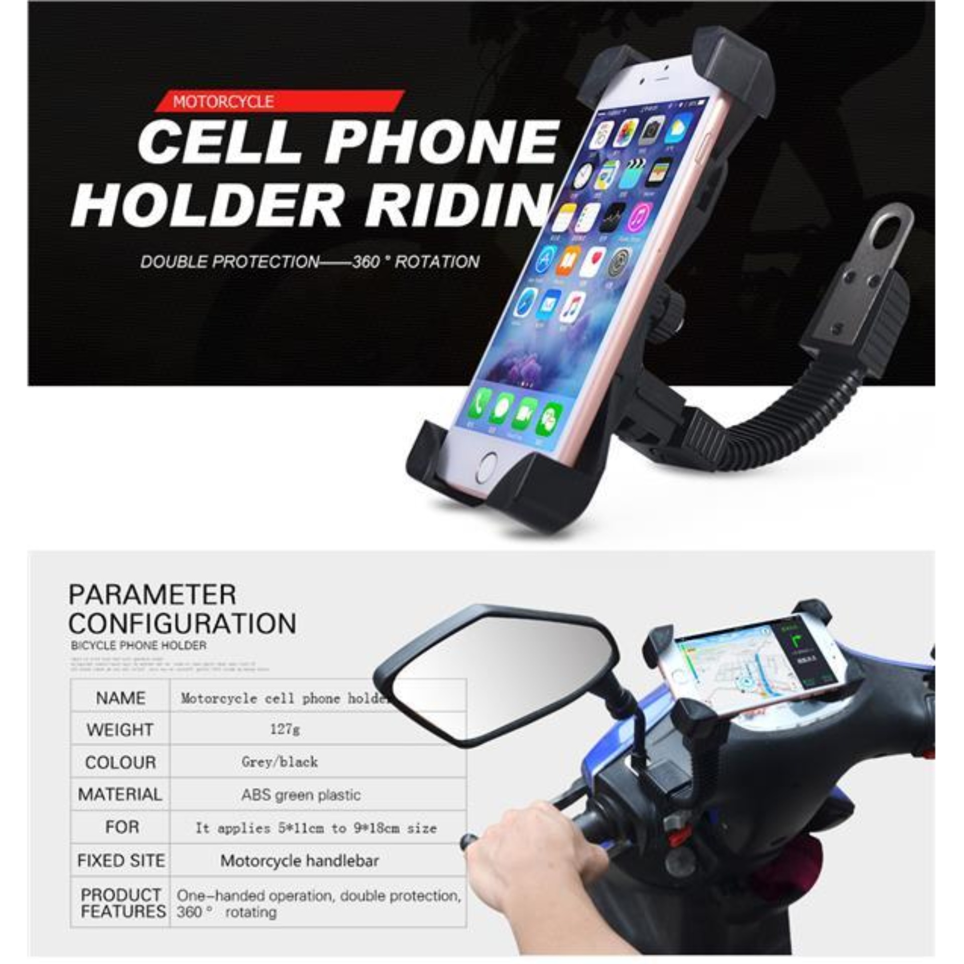 motorcycle mirror mount cell phone holder