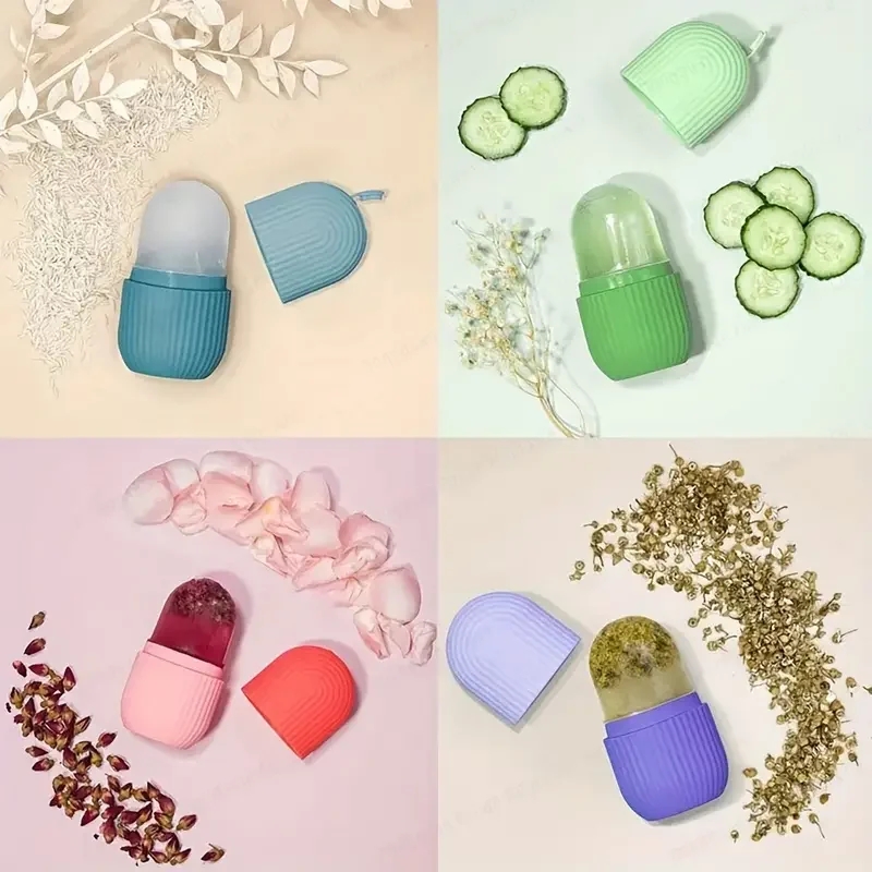 Ice Roller for Face and Eye Reusable Ice Face Roller Ice Cube Mold Puffiness Relief Tighten Skin Silicone Ice Cube Massager for Brightening Skin Anti- wrinkles Reducing Acne Skin Scrubber With Ice Roller For Face,3 IN 1 Ice Roller for Face Massager, Face. 