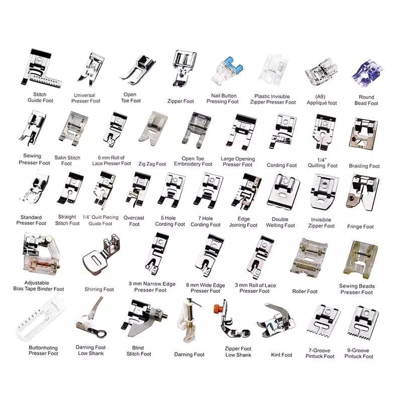 Set New Sewing Machine Presser Feet For Brother Singer Janome Domestic Braiding Blind Stitch Overlock Foot Knitting Tool. 
