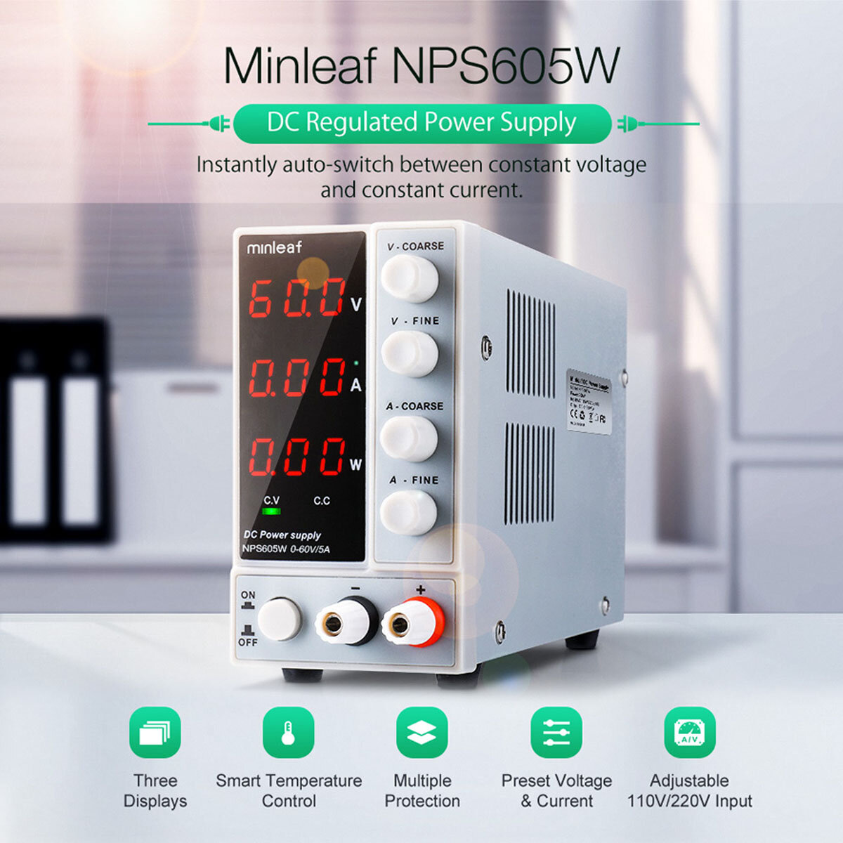 NPS605W 110V/220V/230V 0-60V 0-5A Adjustable Digital DC Power upply 300W Regulated Laboratory witching Power upply. 