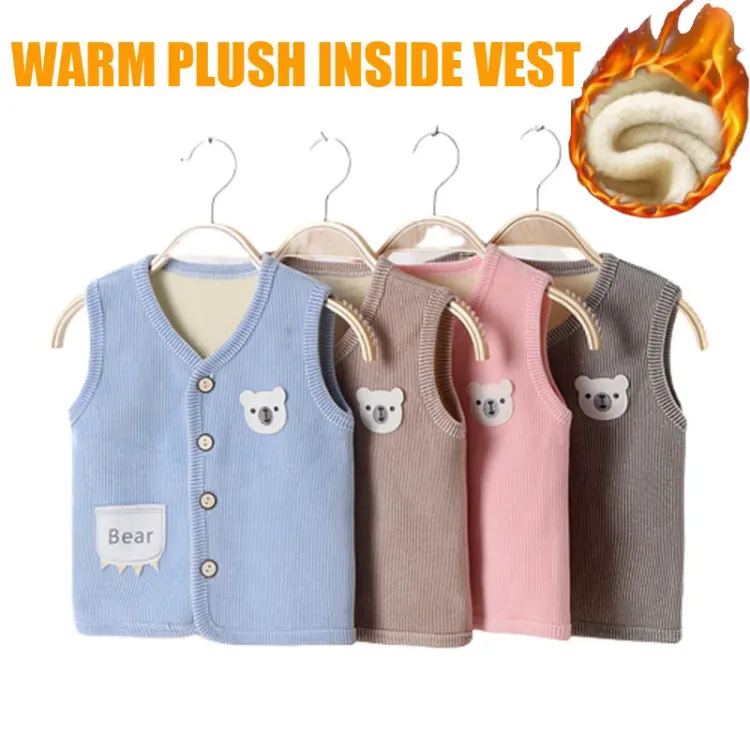 Kids Clothes Waistcoat Children s Vest Boy Girl Thicken Velvet lining Keep Warm Jackets Vest Children s Clothing Autumn Winter