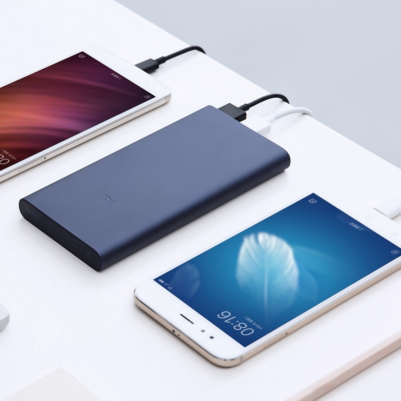 Xiaomi Mi 10000mAh Power Bank 2 Portable Battery Charger,Ultra-Compact and Lightest Two-way Fast Charging 10000mAh External Battery for Xiaomi Note 2 MIX,iPhone7/6/6s and More,Silver/black. 