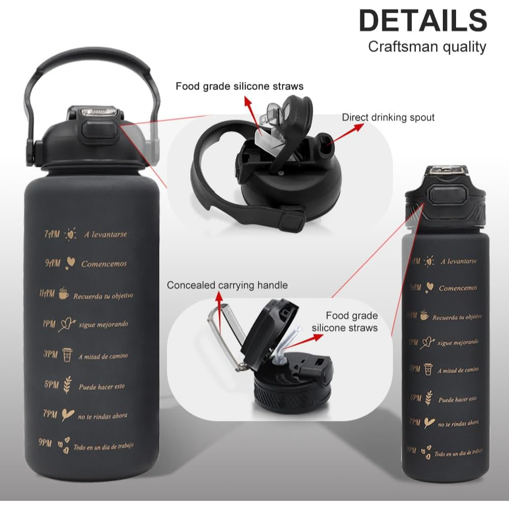 3pcs Water Bottle Colourful 2000ml 800ml 300ml 3 in 1. 