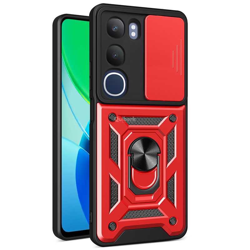 Quiberk for Vivo Y19s 4G Phone Case Slide Camera Cover Magnetic Kickstand Hard Shockproof Armor Back Casing. 