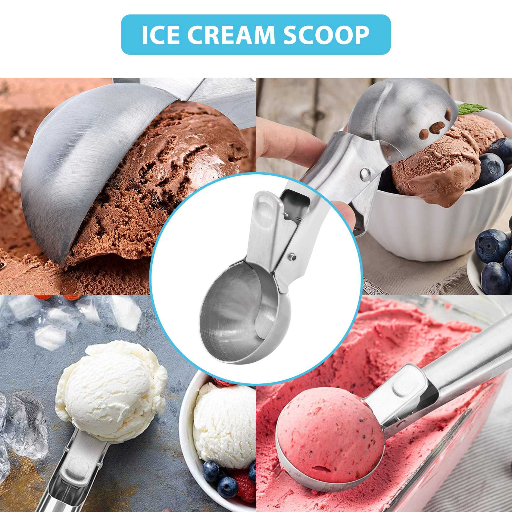 Stainless Steel Ice Cream Scoop with Comfortable Antifreeze Handle Daraz.lk