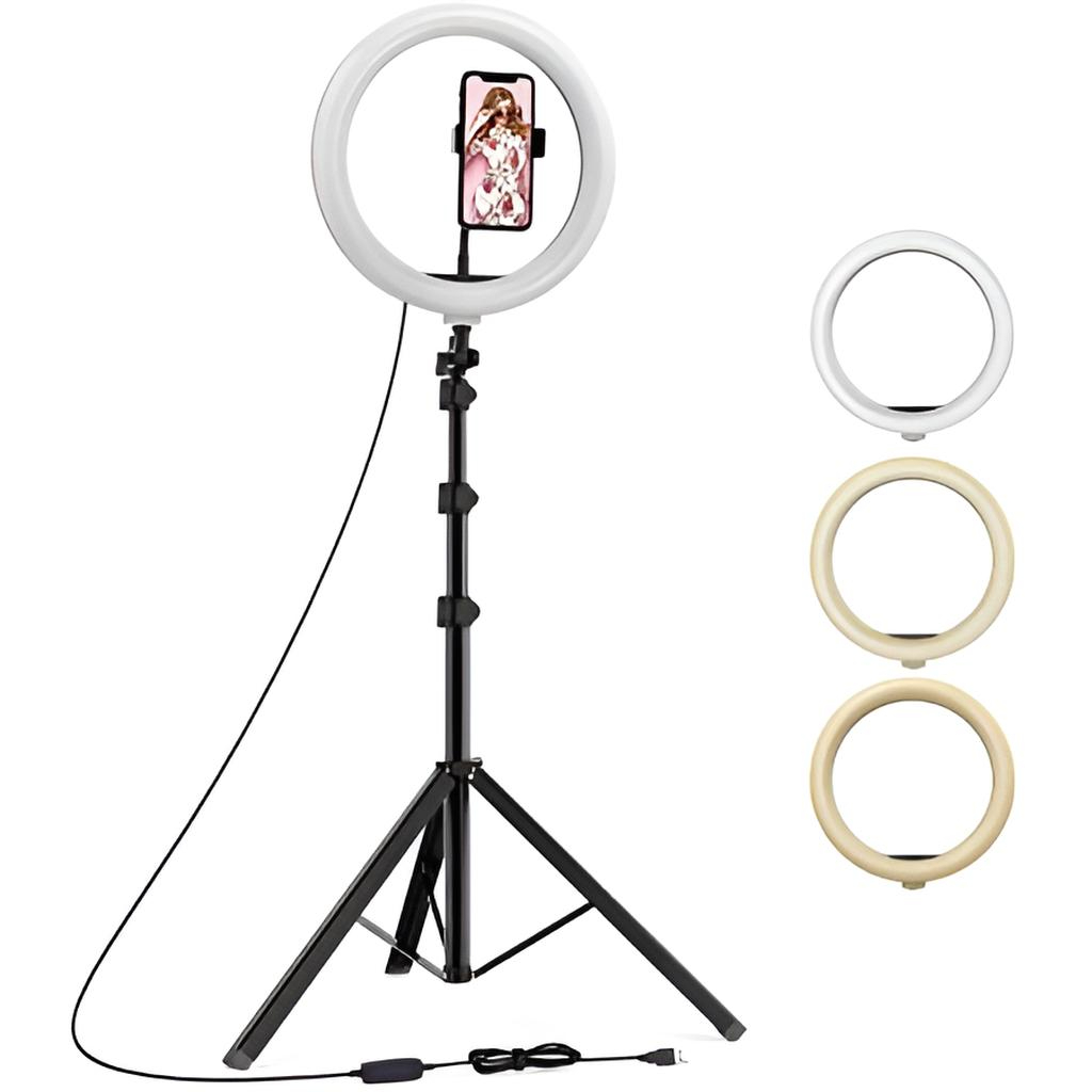 Selfie 10 Inch LED Ring Light with Sturdy 7ft Tripod Stand and Adjustable Phone Holder, Perfect for TikTok, YouTube, and Professional Photography. 