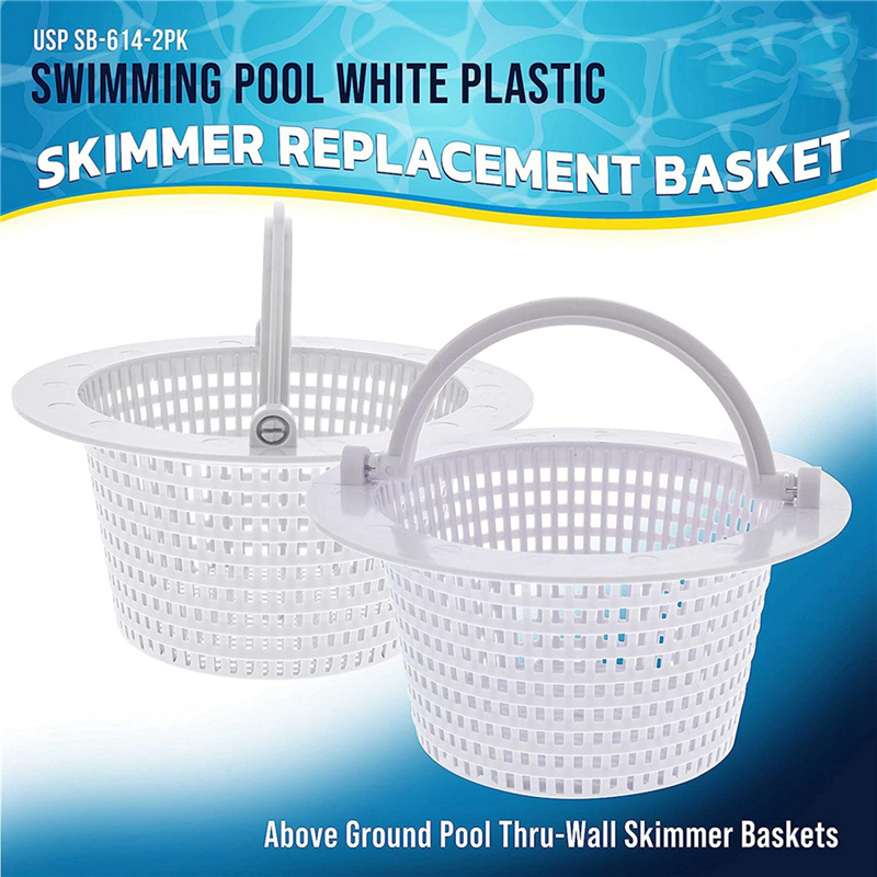 Swimming Pool Skimmer Replacement Basket with Handle, 4 Pack - Above Ground Pool Thru-Wall Skimmer Baskets. 