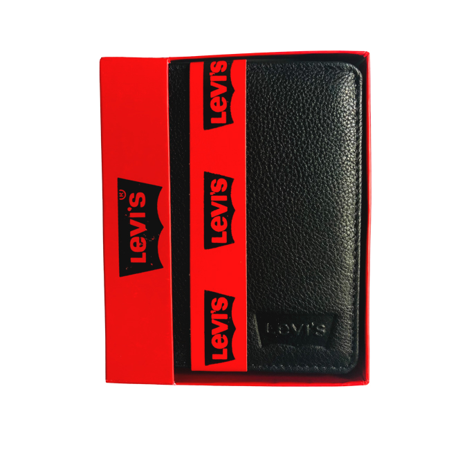 Men's New Black colour Genuine Leather Levis Book Type Wallet. 