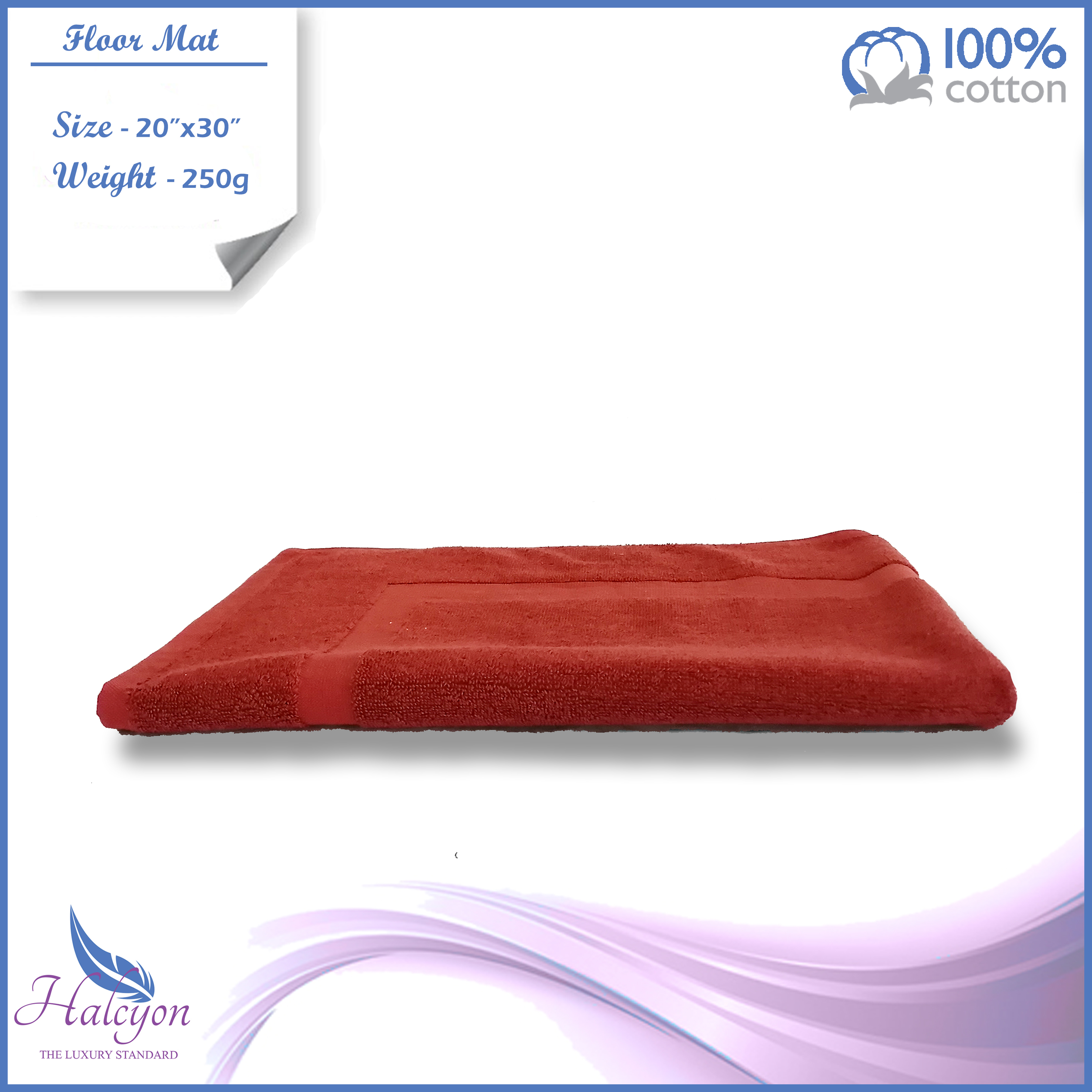 Halcyon 100% Cotton Bath Mat - 20" x 30" Hotel Range. 