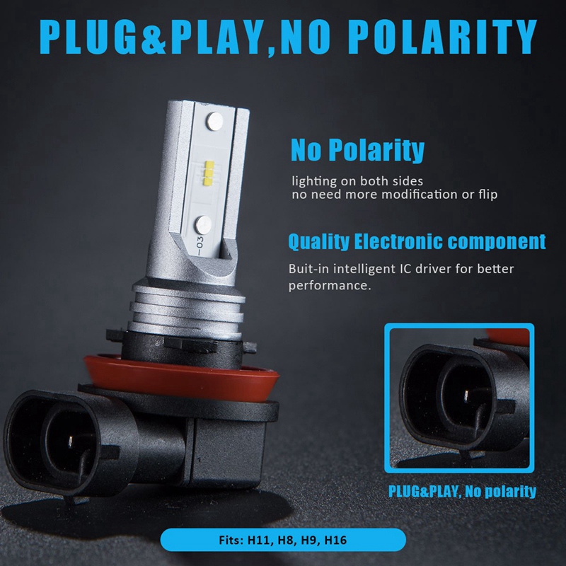 H8 H11 H16 Led Fog Light Bulb, H16 Led Fog Lamp High Power Csp-Y11, Cool White 6500K (Pack Of 2). 