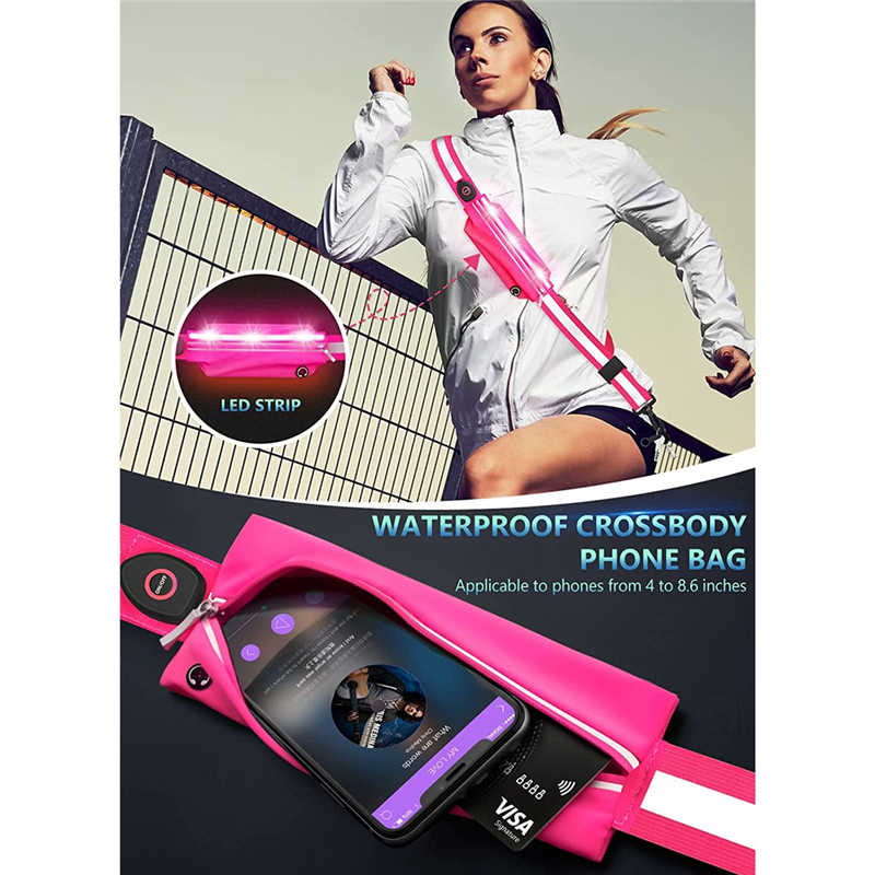LED Reflective Belt Sash for Walking At Night,Rechargeable LED Light Up Running Belt for Runners Walkers,Blue. 
