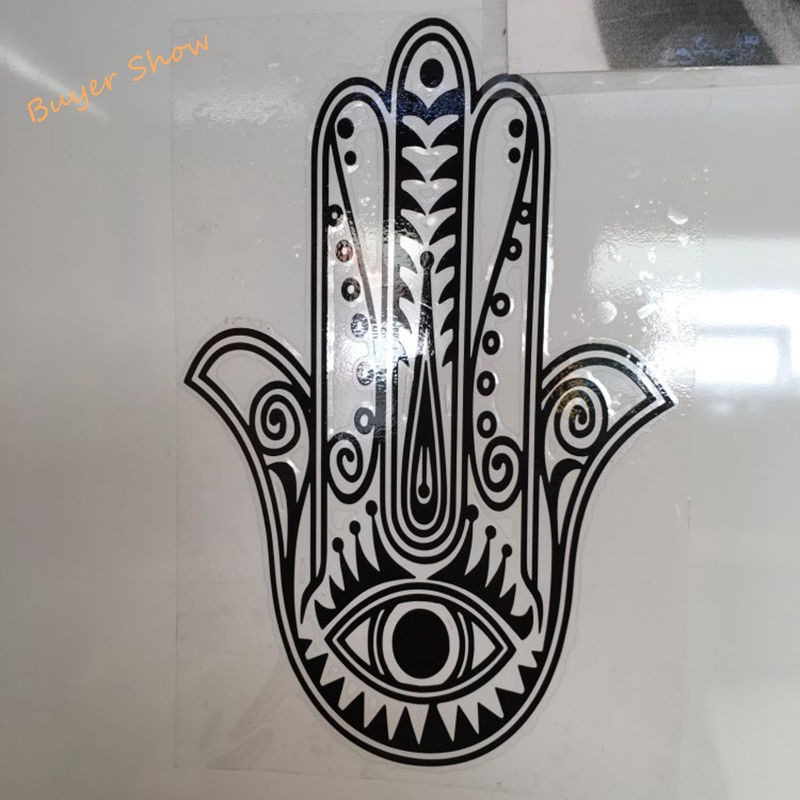 The hamsa hand wall decal sticker , hamsa Vinyl Wall Decal Muslim House Protection Housewares Decor Sticker,IS2011 Size: 52x35cm. 