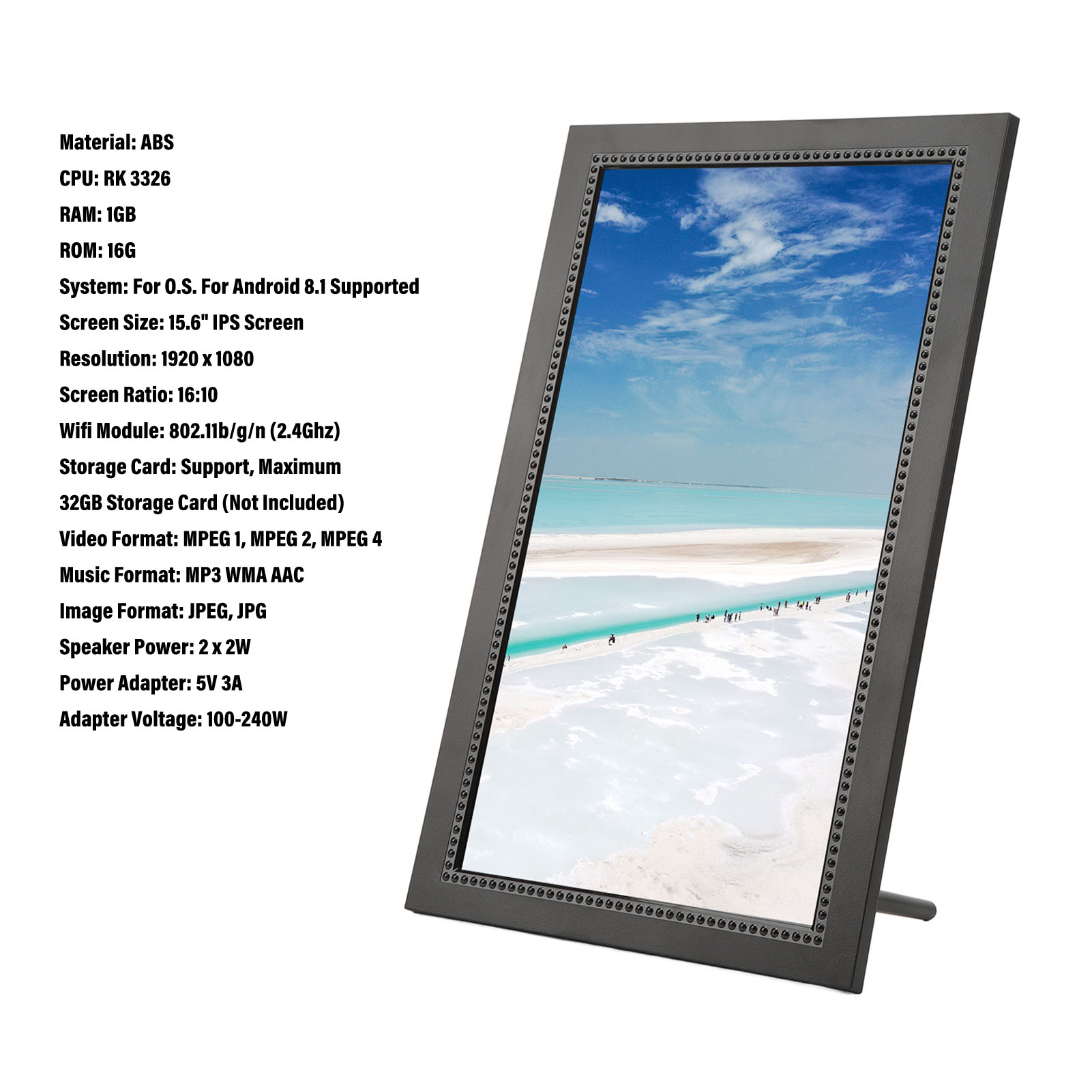 Digital Picture Frame, IPS Touch Screen Digital Photo Frame ABS for Home. 