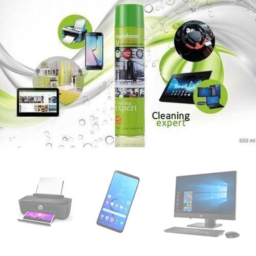 Handboss Universal Foam Cleaner With Brush Leather Fabric Cleaner Car Interior Dashboard Home Sofa Computer Laptop TV Water-free Cleaning Agent 650ml. 