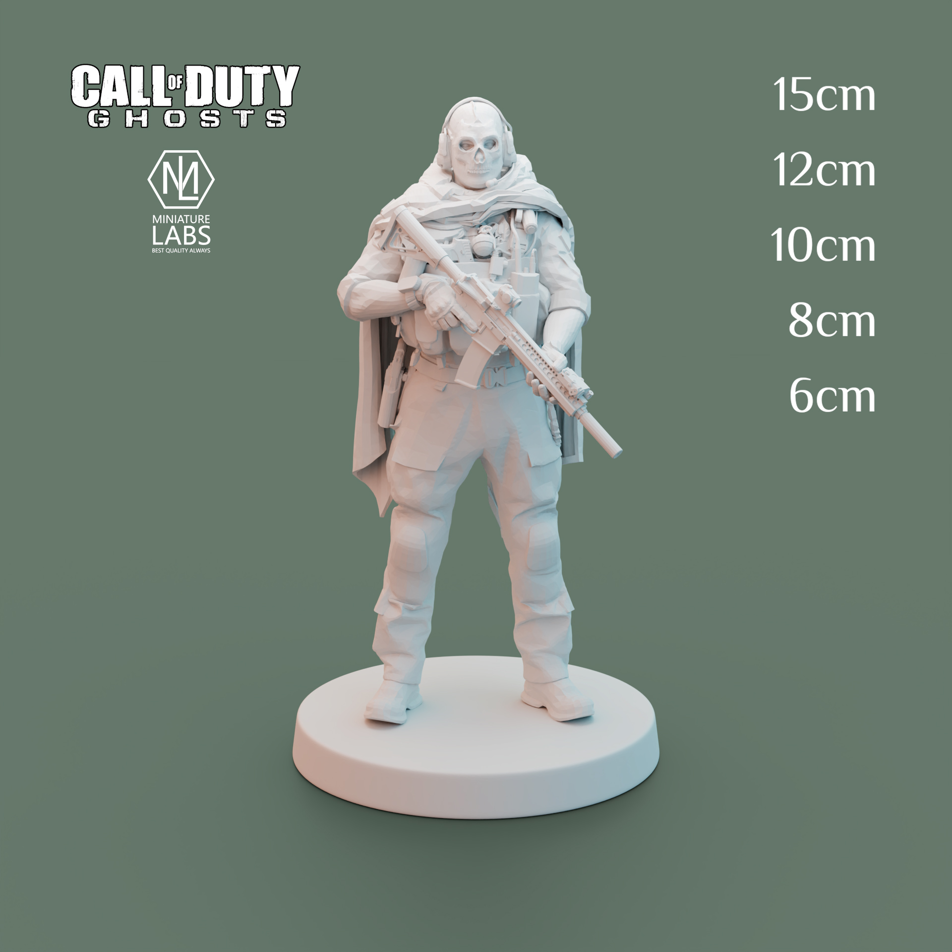 𝐂𝐚𝐥𝐥 𝐨𝐟 𝐃𝐮𝐭𝐲 𝐆𝐡𝐨𝐬𝐭 Statue. High Quality 3D printed Famous game Character Ghost action figure. Perfect for gaming enthusiast and miniature lover.. 