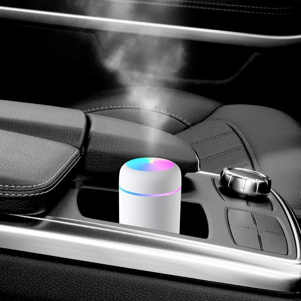 USB Cool Mist Sprayer Portable 300ml Electric Air Humidifier Aroma Oil Diffuser with Colorful Night Light for Home Car. 