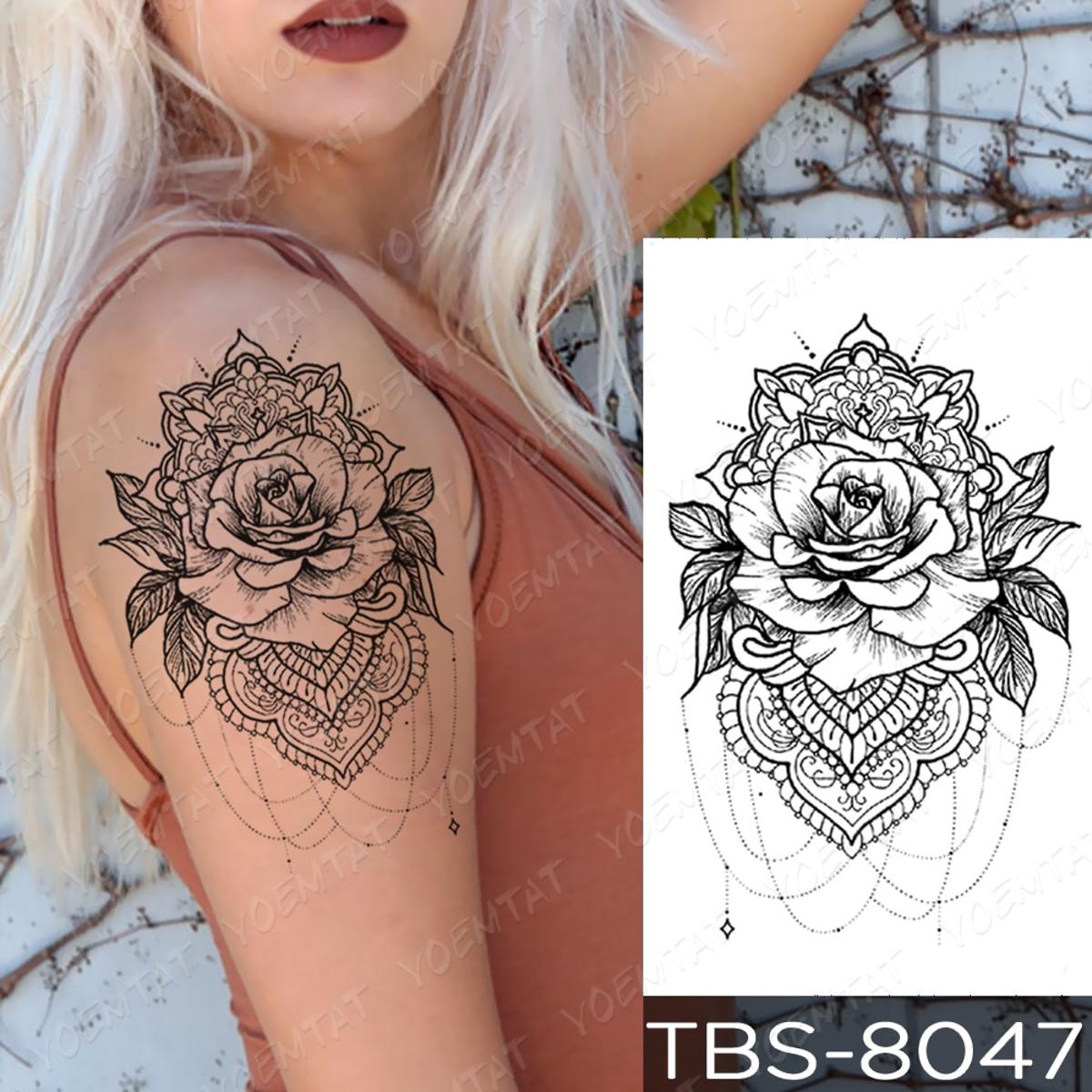 Purple Rose Jewelry Water Transfer Tattoo Stickers Women Body Chest Art Temporary Tattoo Girl Waist Bracelet Flash Tatoos Flower