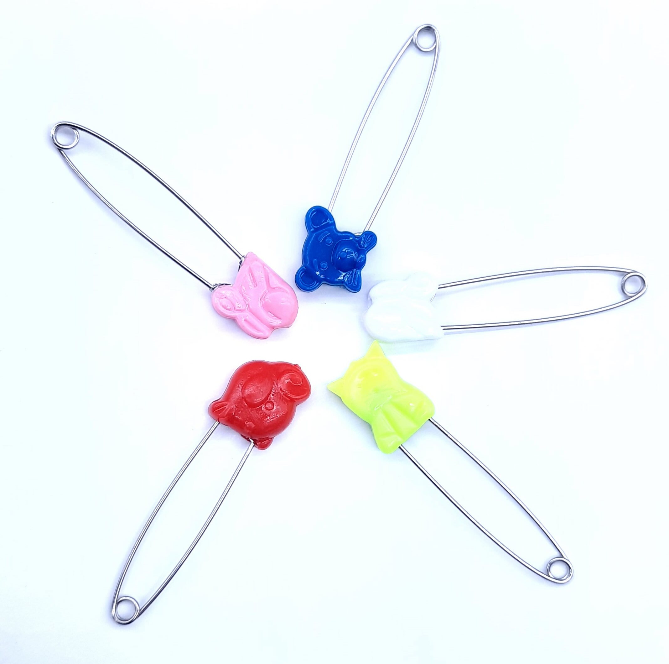 5Pcs Colorful Steel Locking Safety Baby Kids Cloth Nappy Diaper Craft Pins. 