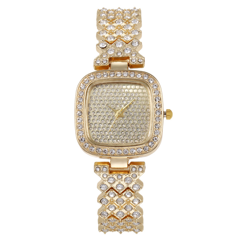 Μοντέρνο τετράγωνο μοντέρνο γυναικείο ρολόι χαλαζία από κράμα με ένθετο διαμαντιών_voghion.com
