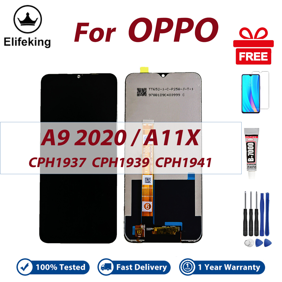per Oppo A9 2020 CPH1937 CPH1941 LCD Schermo per Oppo A5 2020 Sostituzione dello Schermo per Oppo A11x LCD Display Touch Screen Assembly con Strumenti Kit