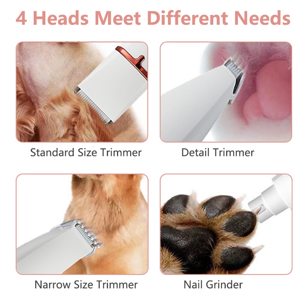 ARELENE Professional Silent Cat Dog Hair Trimmer Paws Nail Grinder Animal Foot Hair Cutter Remover USB Rechargeable Pet Grooming. 