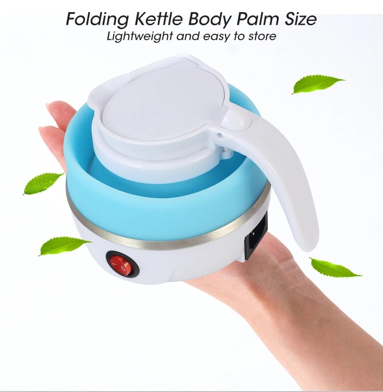 Foldable Electric Kettle Mini Food Stainless Steel Silicone Kettle Travel Home Automatic Power Off Easy to Carry Simple Operation. 
