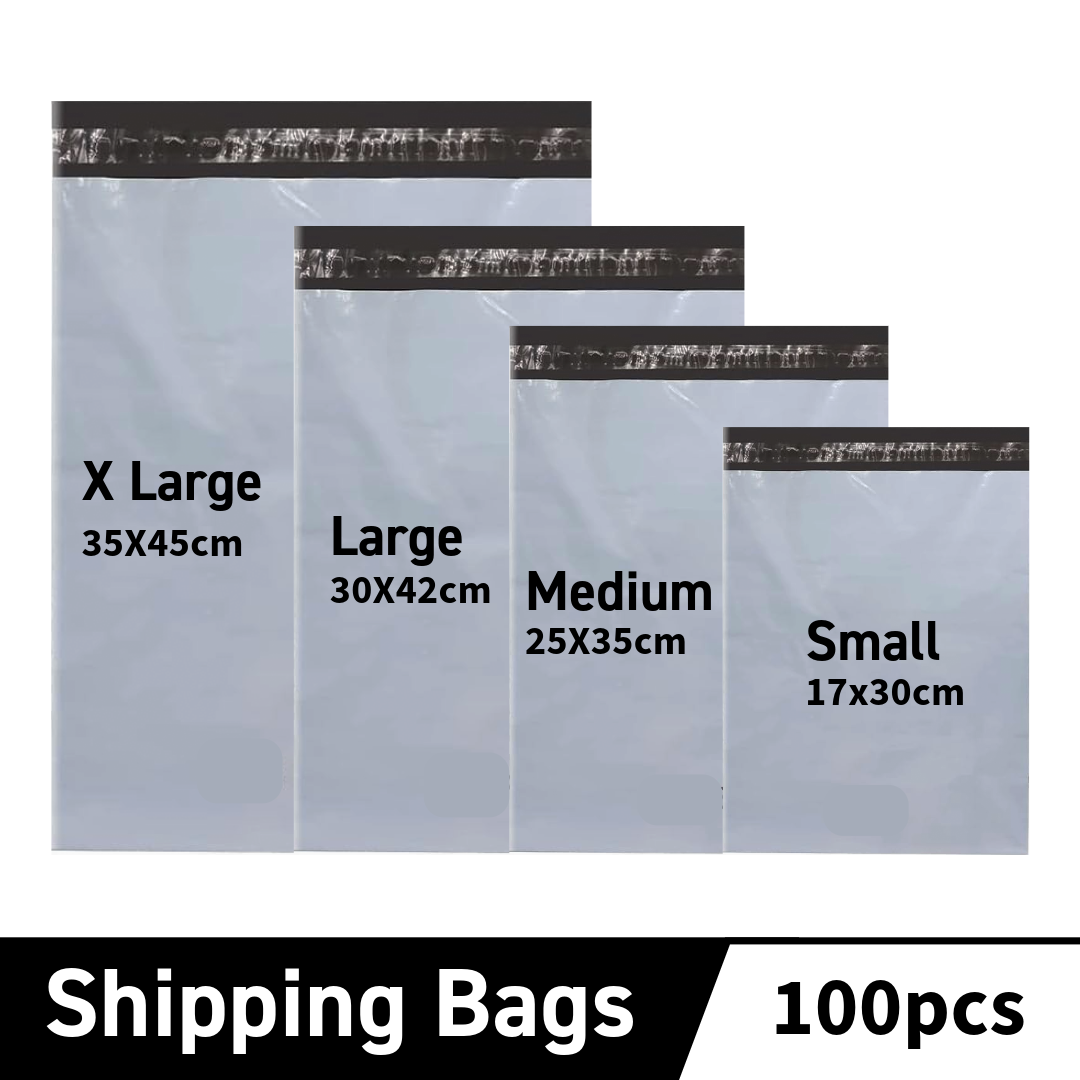 100pcs Courier Bags, Daraz Deliver Bags, Grey color, Waterproof Self Seal Plastic Poly Envelope Mailer Storage Bag Postal Packaging Shipping Mail Bag - Ordinary Quality