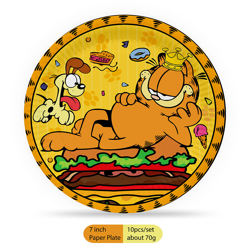 Cartoon Cute Garfield Birthday Party Decorations Set Tableware Paper Napkins Plates Cups Childrens Happy Birthday Supplies. 