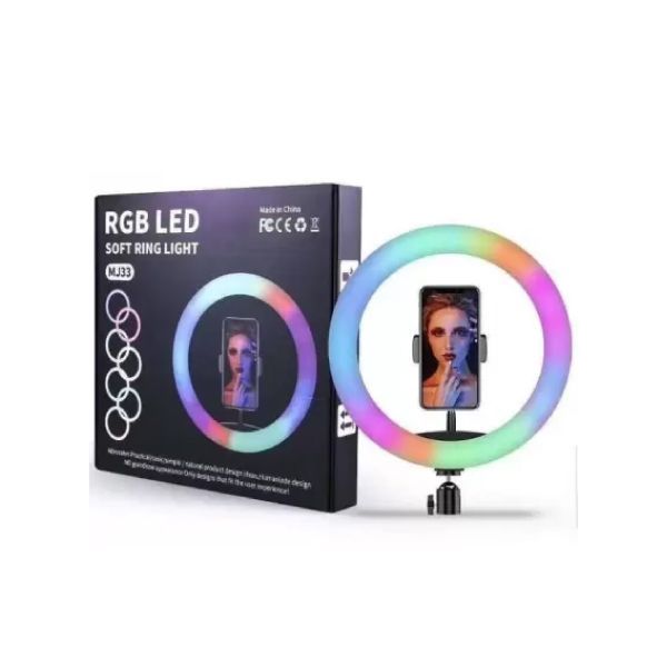 RGB LED Ring Light MJ33 Multiple Colorful Effects Suitable For Portrait Photography, Stream Video, Live Broadcast Colorful Creative Photography Ring Lights