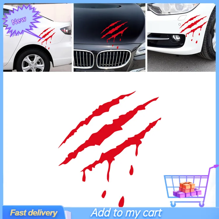 2x White Monster Claw Scratch Decal Reflective Sticker for Car
