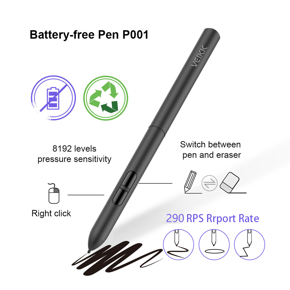 (VEIKK Official store) VEIKK S640 6 x 4 inch Ultra-Thin OSU Pen Tablet Graphics Drawing Tablet Digital Art Drawing Pad with Passive Pen(8192 Levels Pressure Sensitivity). 