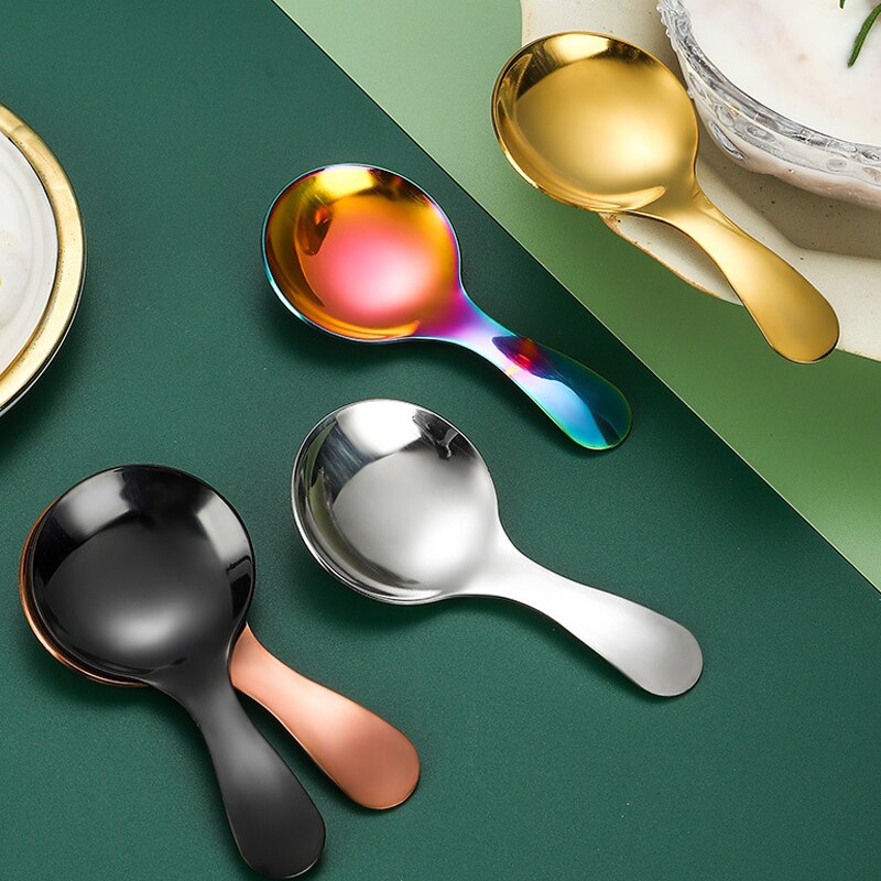 1pcs Cute 304 Stainless Steel Creative Mini Round Teaspoons Baby Ice Cream Dessert Spoon Kitchen Accessories Coffee Tiny Spoon. 