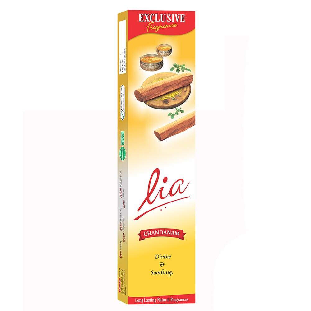 Lia Incense Sticks - Chandanam / Sandalwood - 12 Pack/Dozen