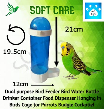 Dual purpose Bird Feeder Water and Container Food Dispenser Hanging in Birds Cage for Parrots Budgie Cockatiel (Random Colour). 