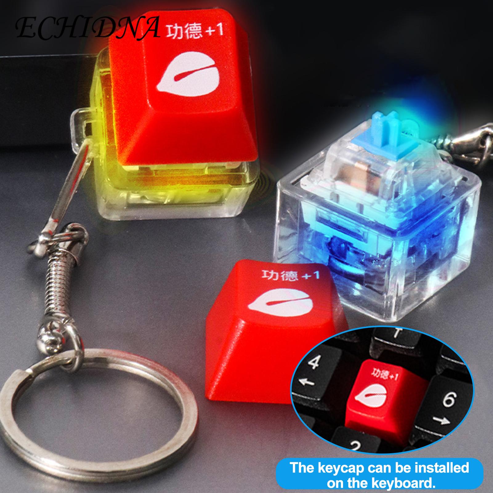Keyboard Keychain Decoration Mini Light-up Keyboard Keycap Fidget Toy with Key Ring Stress Relief Button Clicker for Southeast Asian Buyers. 