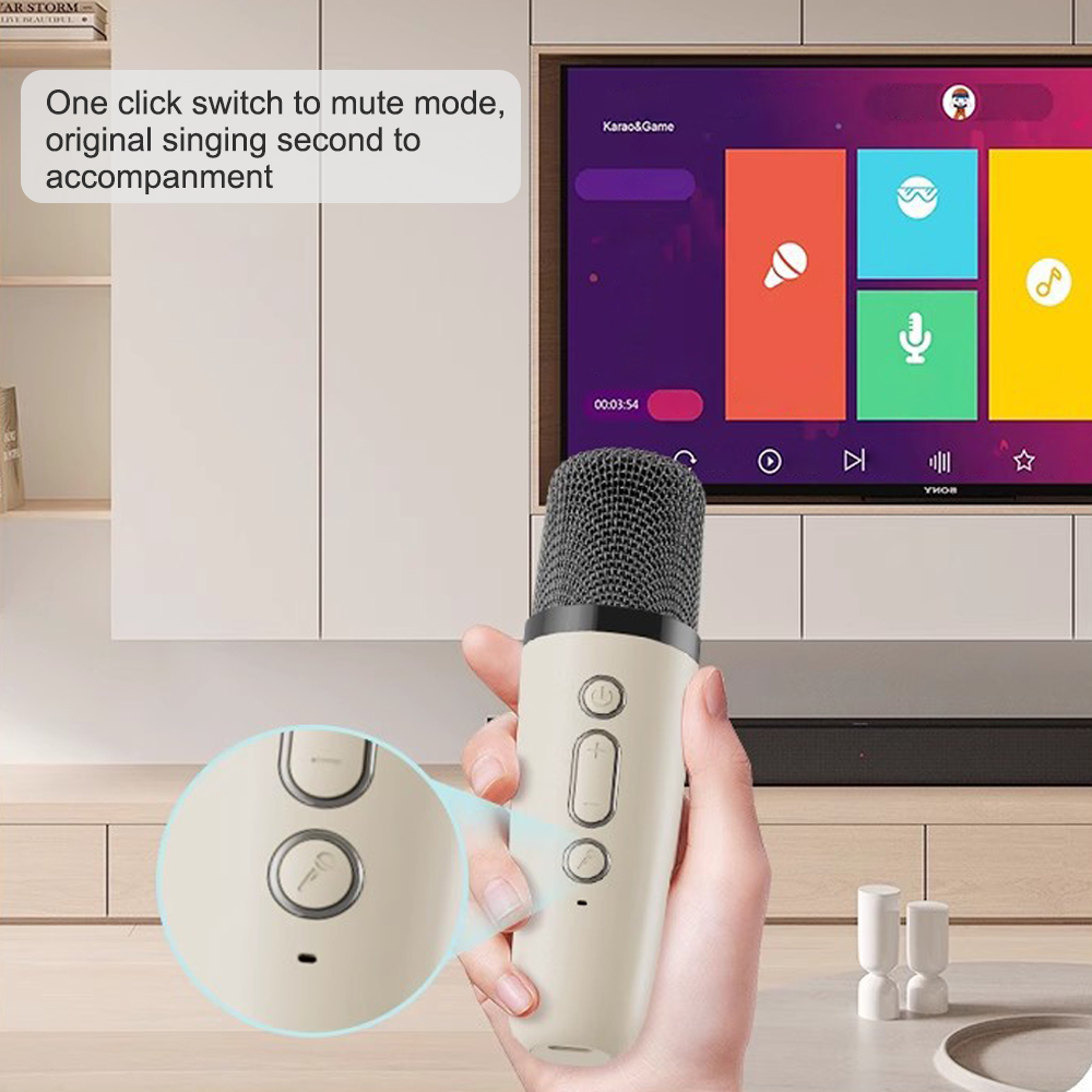 Karaoke Wireless Microphone Bluetooth Speaker Portable RGB Colorful Lights HIFI Outdoor Surround Subwoofer Home Party Kids Gift. 