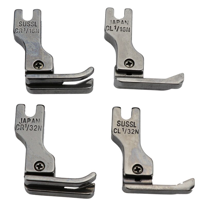Outline Presser Foot CR 1/32, CL 1/32, CR 1/16, CL, 1/16 For JUKI, ZOJE, JACK, BROTHER Industrial Sewing Machine Presser Foots - 4 pcs pack. 
