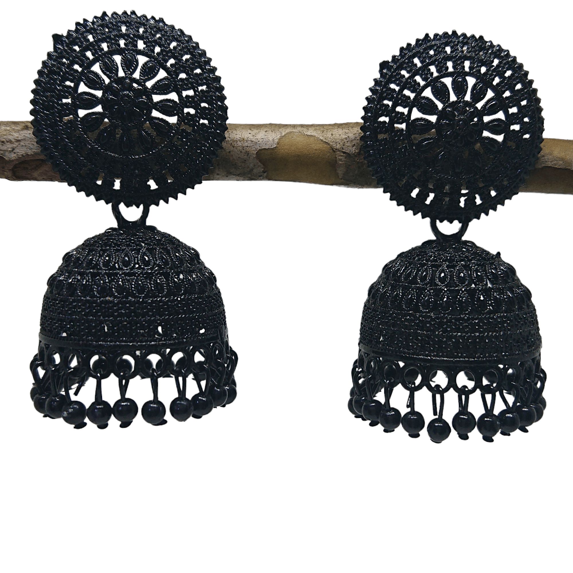 Traditional Jhumka earrings, Elegant, Unique, Indian & Pakistani Jewelry, Party and Casual Wear, Coated Matt Black Jhumka Jhumki LIMITED EDITION