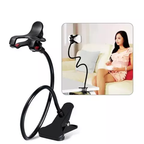 Mobile Phone Holder Flexible Adjustable Cellphone Holder Clip Support Telephone Home Bed Desktop Mount Bracket Smartphone StandTable Phone Holder - Black. 